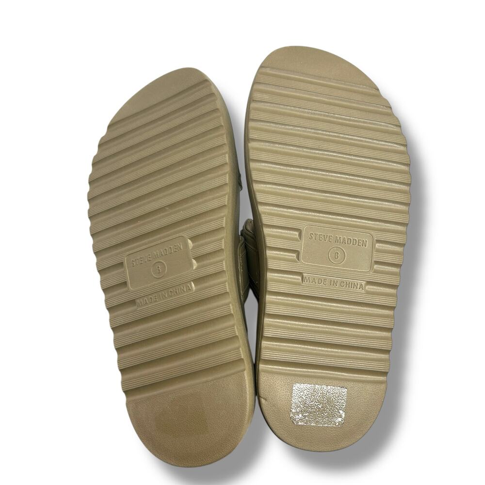Steve Madden Bigschmona Platform Slide Sandals Size 8 Olive Green Flatform EUC - Picture 6 of 12